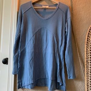 Long sleeve waffle knit tunic top